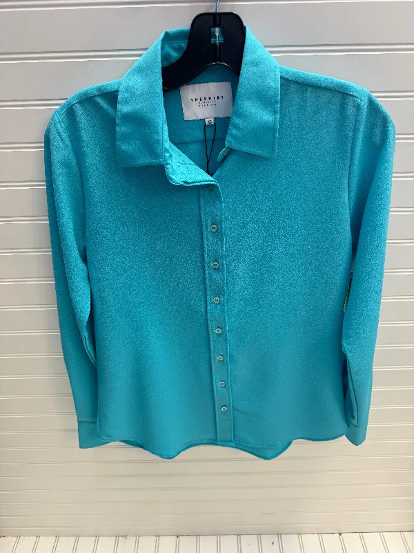 Blouse Long Sleeve By The Shirt In Blue, Size: Xs