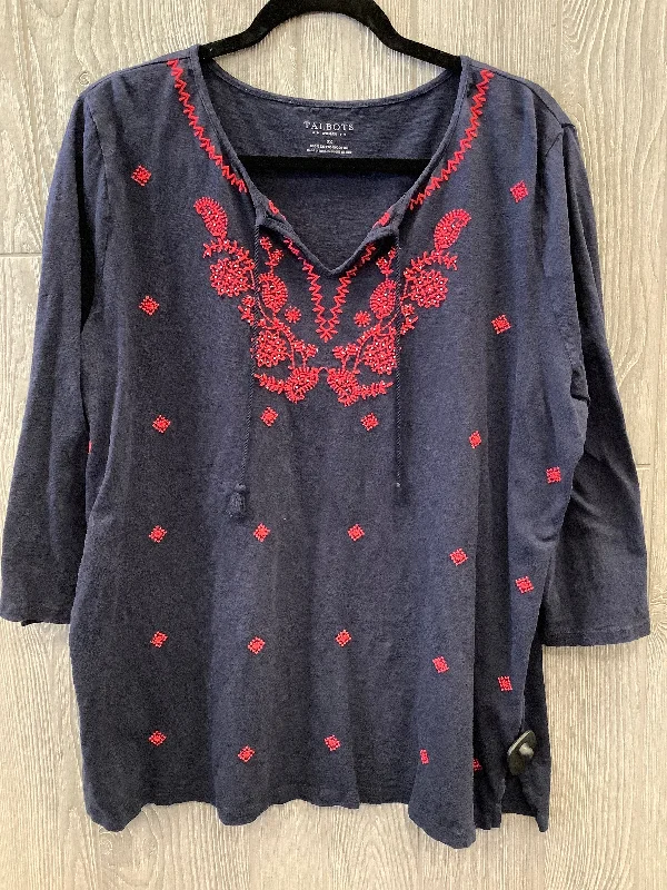 Top 3/4 Sleeve By Talbots In Navy, Size: 2x