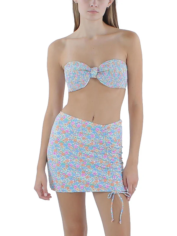 Womens Floral Bandeau Bikini Swim top