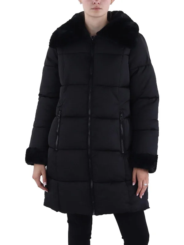 Womens Insulated Faux Fur Trim Puffer Jacket