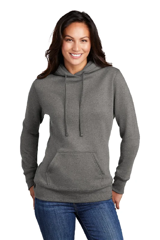 Port & Company Womens Core Fleece Hooded Sweatshirt Hoodie - Heather Graphite Grey