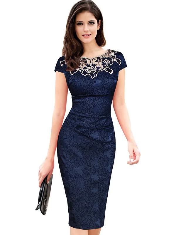 Hot Date Floral Embroidered Bodycon Dress